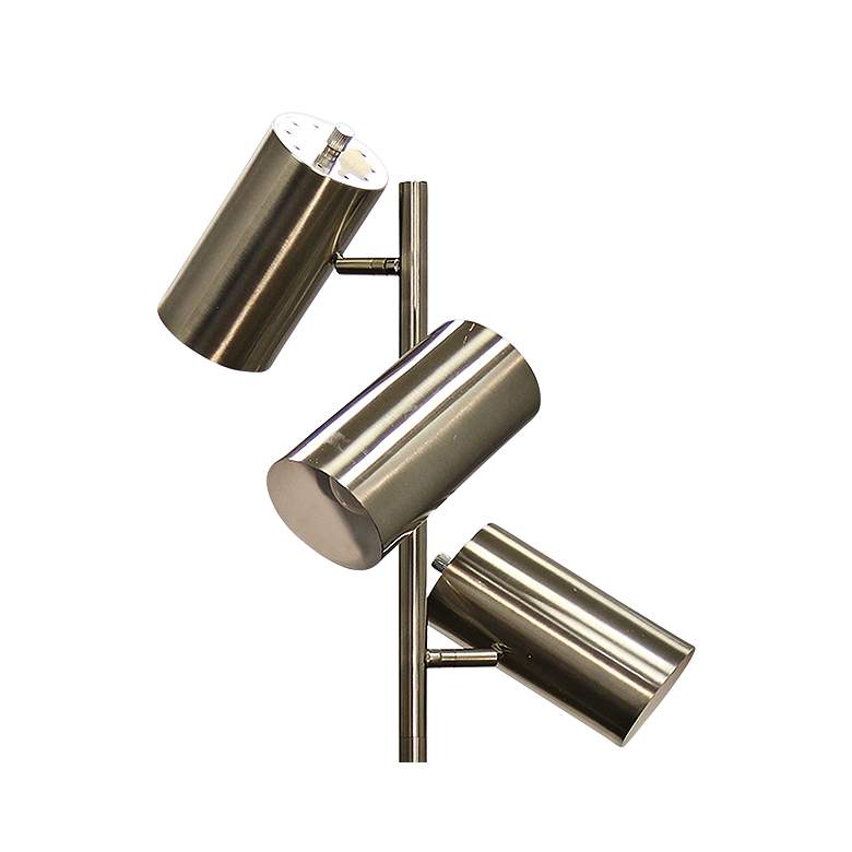 Image 2 Modern 63" High 3-Light Brushed Steel and Brass Metal Floor Lamp more views