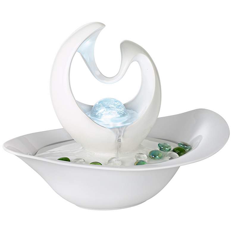 Image 1 Modern Abstract White 10 inch High Table Fountain