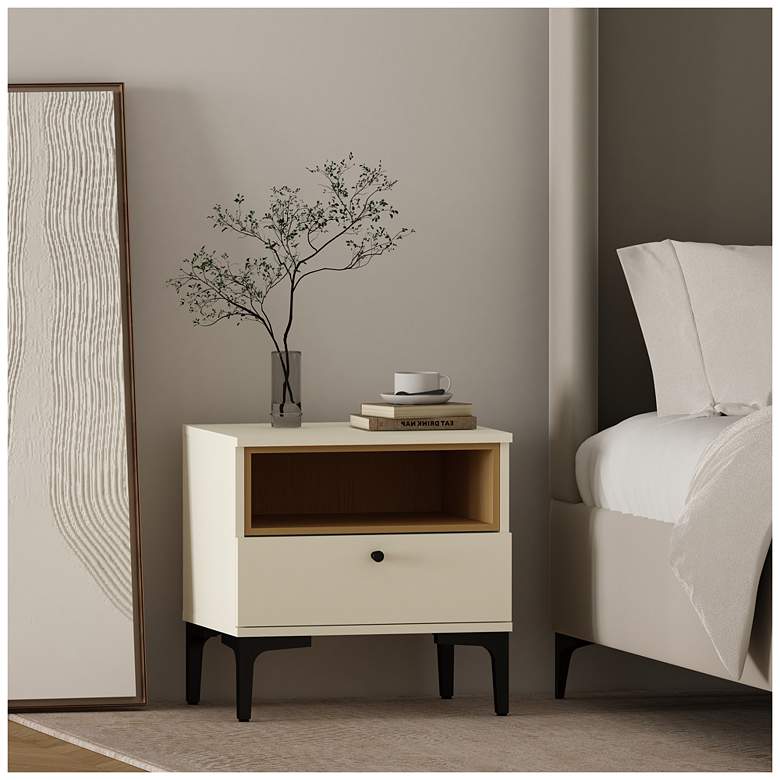 Image 1 Modern Amara Nightstand with 1 Full Extension Drawer and Metal Legs in and