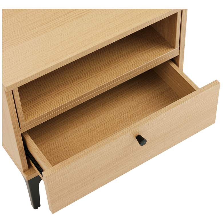 Image 5 Modern Amara Nightstand with 1 Full Extension Drawer and Metal Legs in Oak more views