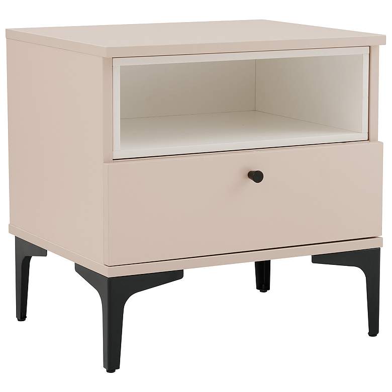Image 6 Modern Amara Nightstand with 1 Full Extension Drawer and Metal Legs in Pale more views