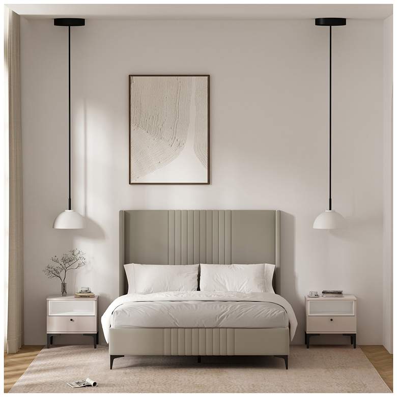 Image 1 Modern Amara Nightstand with 1 Full Extension Drawer and Metal Legs in Pale