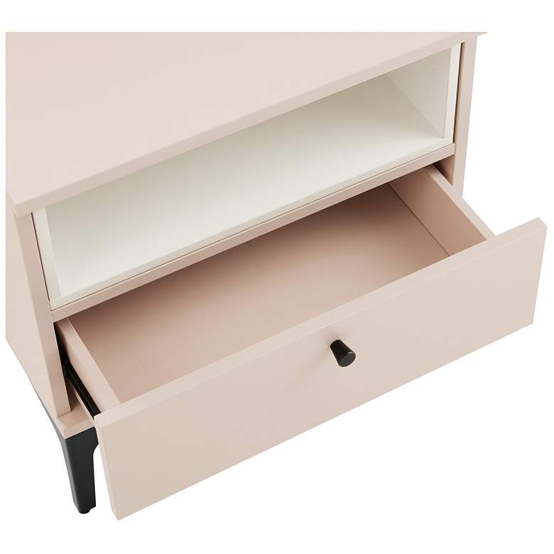 Image 3 Modern Amara Nightstand with 1 Full Extension Drawer and Metal Legs in Pale more views