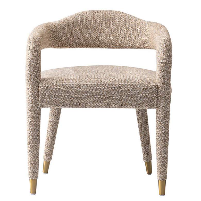 Image 2 Modern Aspen Tweed Dining Armchair in Gold Dust  - Set of 2 more views