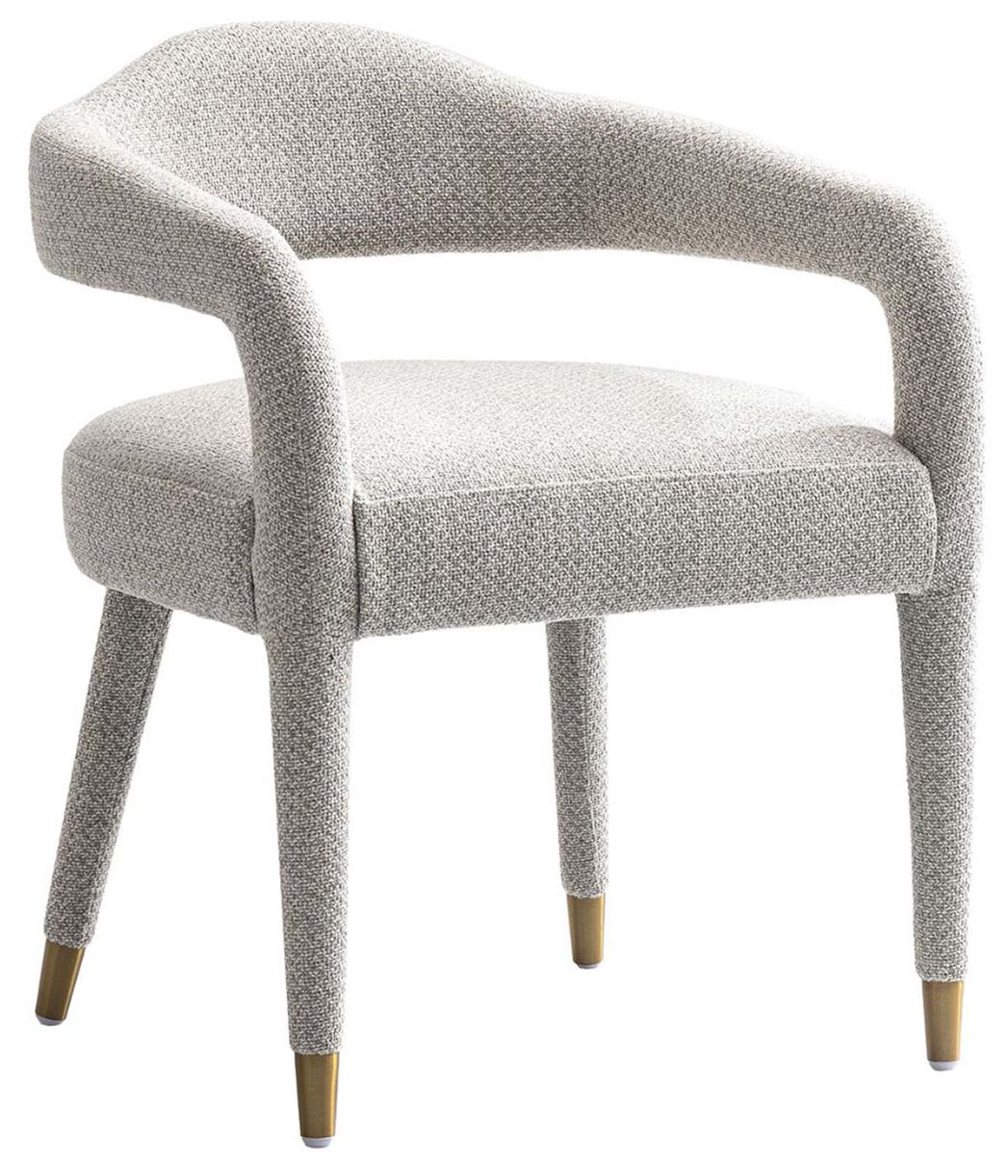 Image 2 Modern Aspen Tweed Dining Armchair in Silver Lining - Set of 2 more views