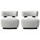 Modern Bartow Woven Fabric Accent Chair in Ivory and Black - Set of 2