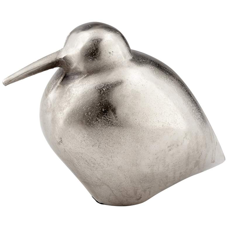 Image 1 Modern Bird 8" High Raw Nickel Accent Sculpture