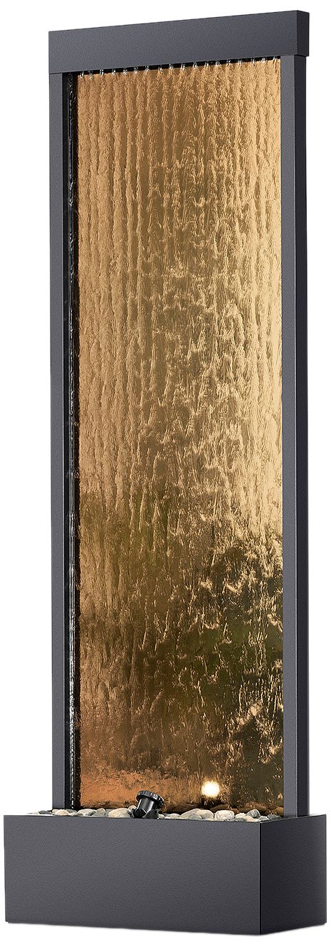 Image 3 Modern Black and Bronze Mirror 72" High Panel Fountain more views
