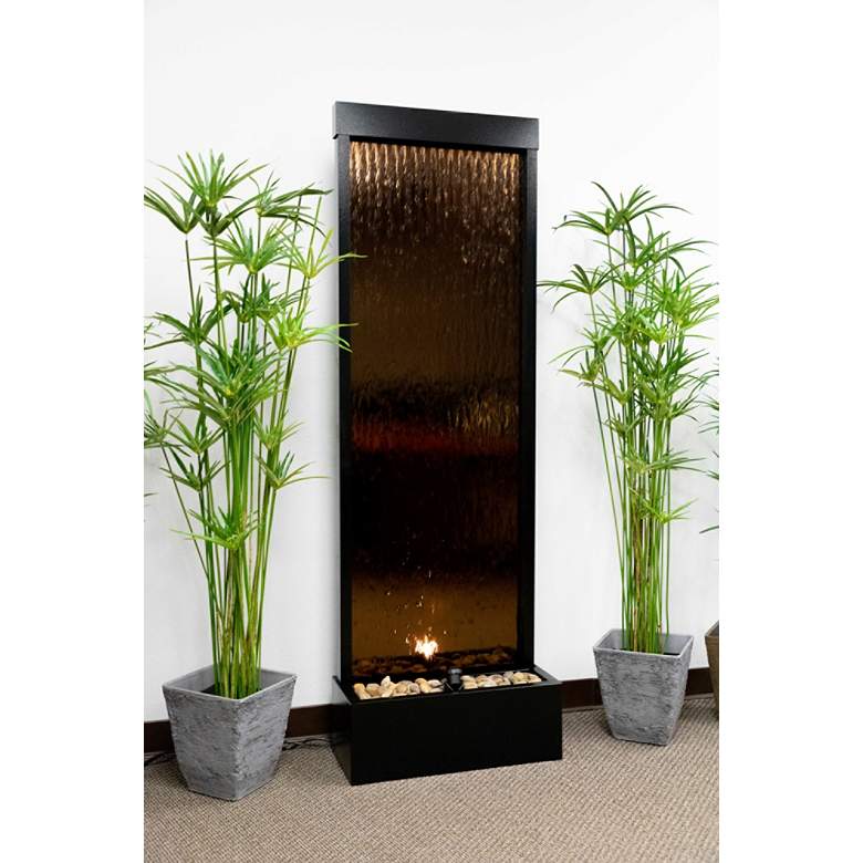 Image 2 Modern Black and Bronze Mirror 72" High Panel Fountain more views