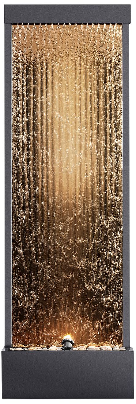 Image 4 Modern Black and Bronze Mirror 72" High Panel Fountain more views