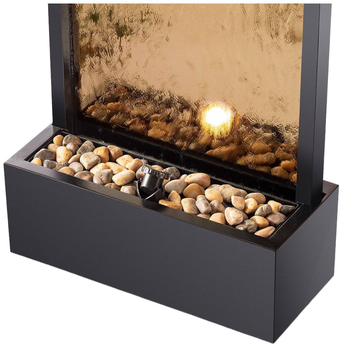 Image 5 Modern Black and Bronze Mirror 72" High Panel Fountain more views