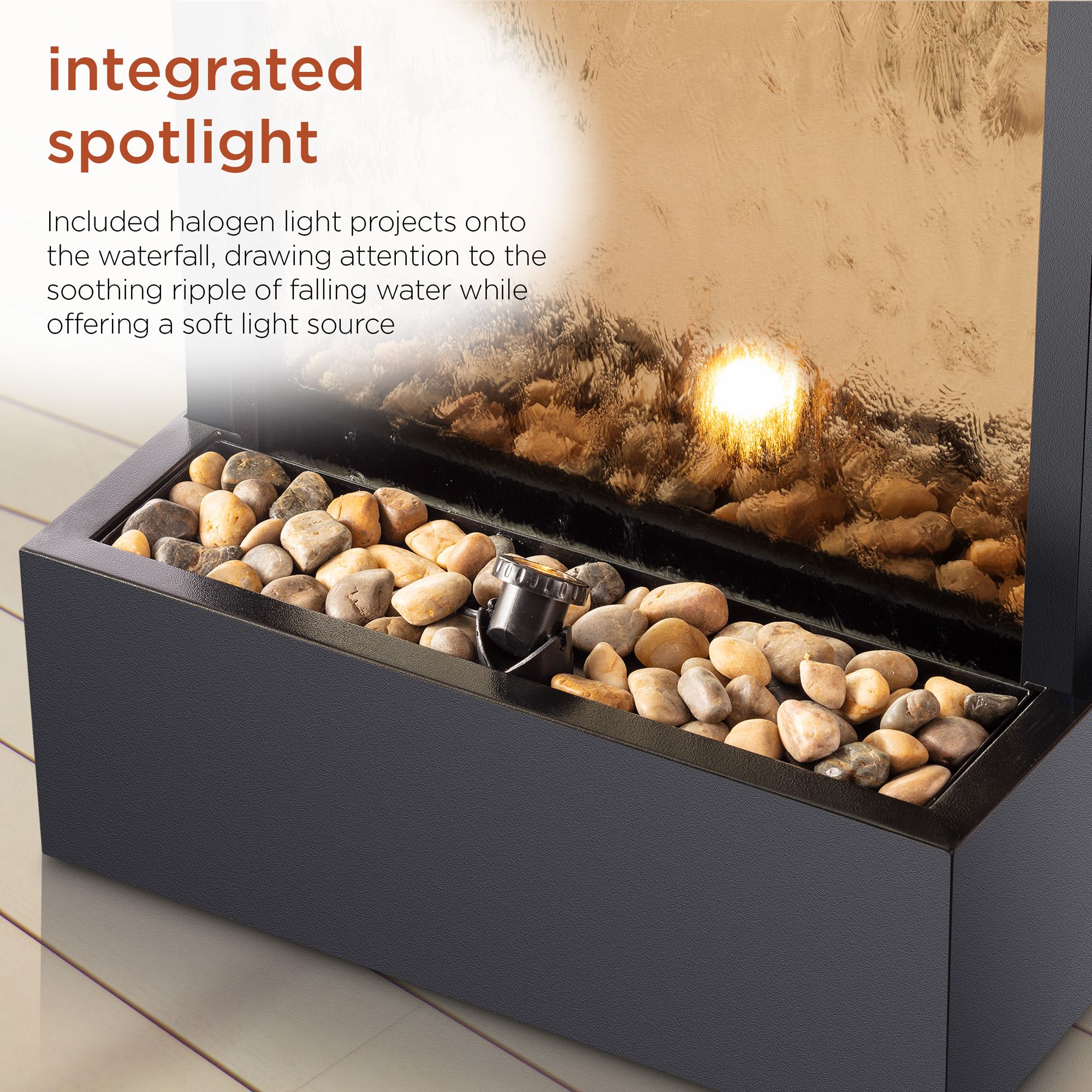 Modern Black and Bronze Mirror 72" High Panel Fountain