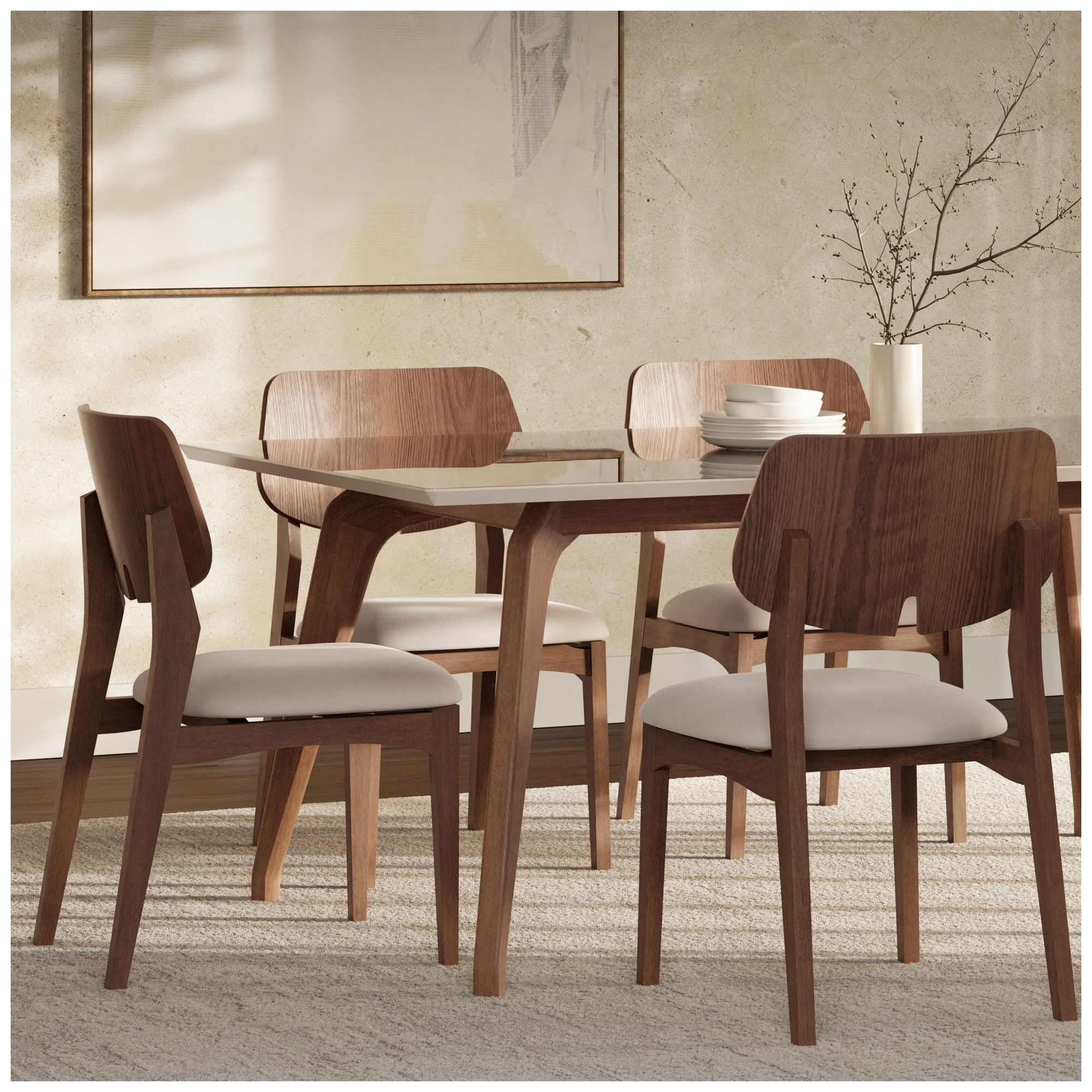 Image 7 Modern Brazilian 70.75" Wide Off White, Nogal Rectangular Dining Table more views