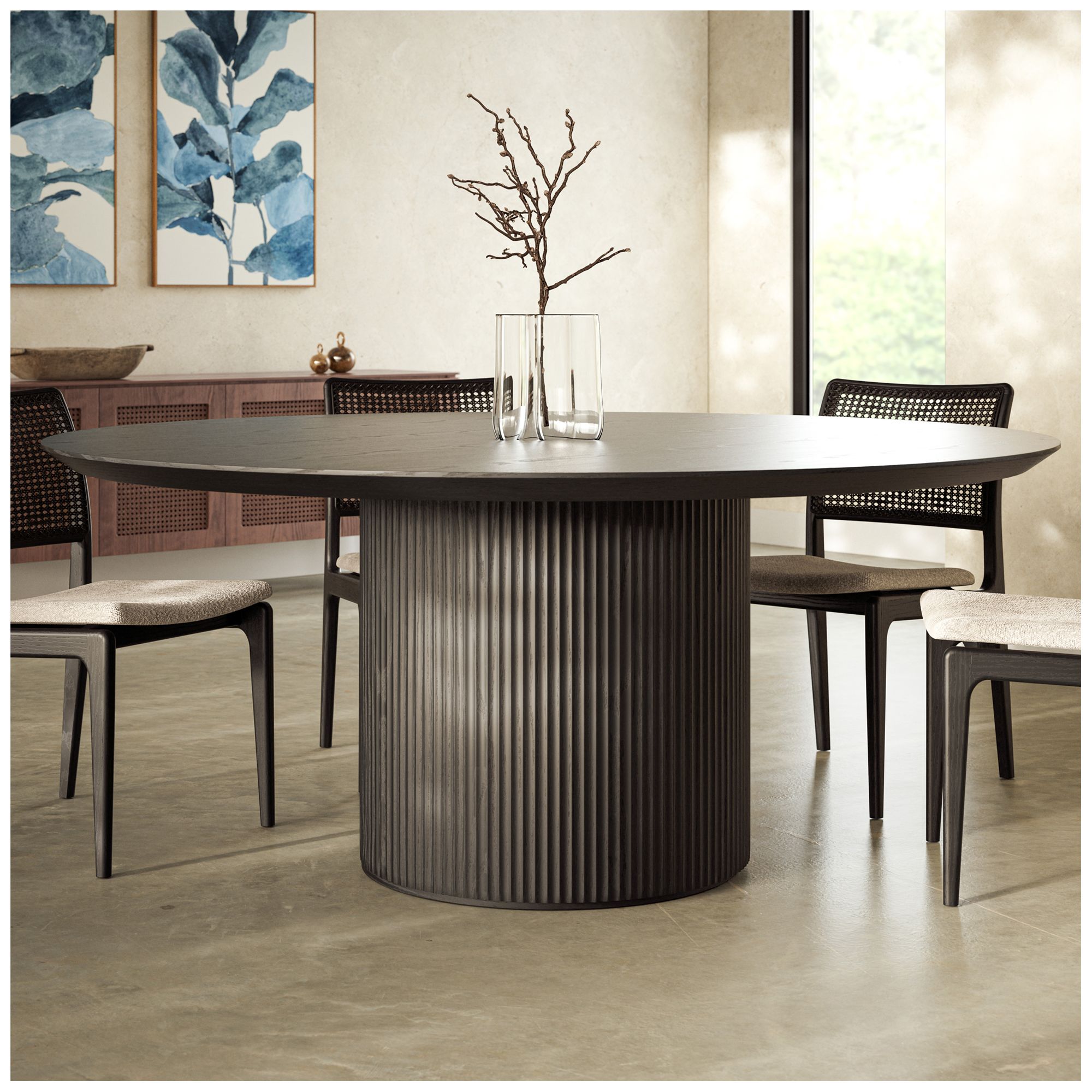 Modern Brazilian 71" Wide Ebano Round Dining Table