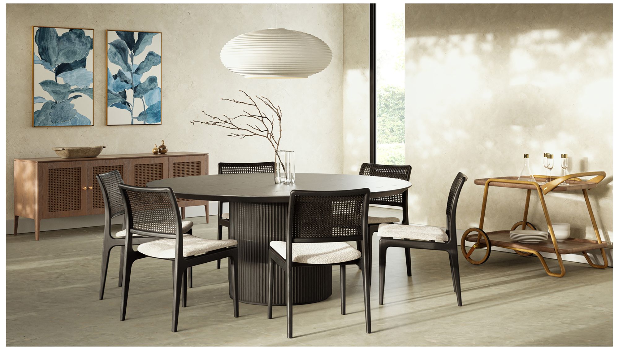 Modern Brazilian 71" Wide Ebano Round Dining Table