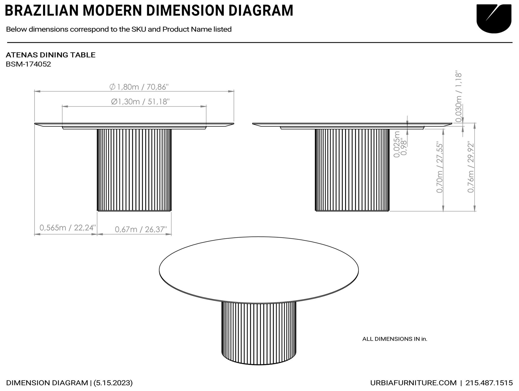 Image 7 Modern Brazilian 71" Wide Nevoa Round Dining Table more views