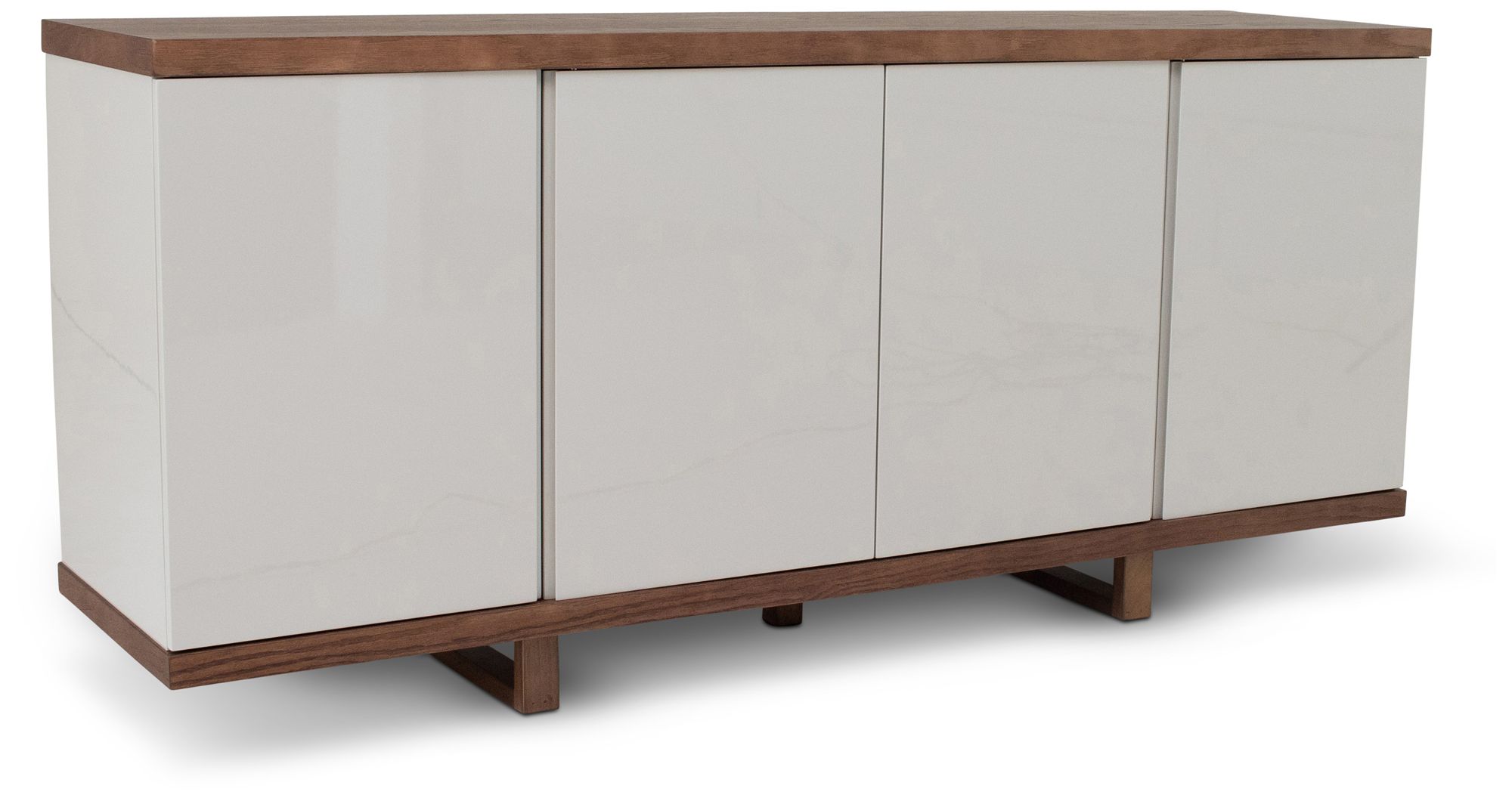 Image 3 Modern Brazilian 71" Wide Off White, Nogal Buffet more views