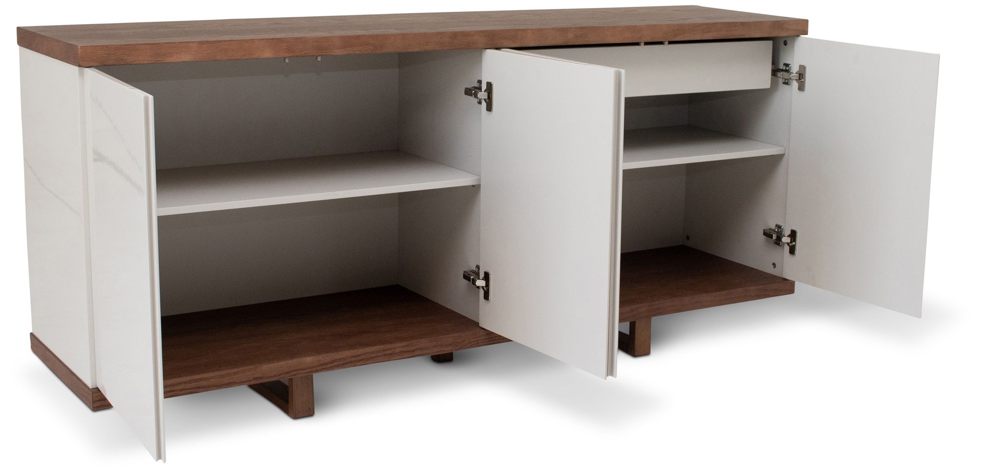 Image 5 Modern Brazilian 71" Wide Off White, Nogal Buffet more views