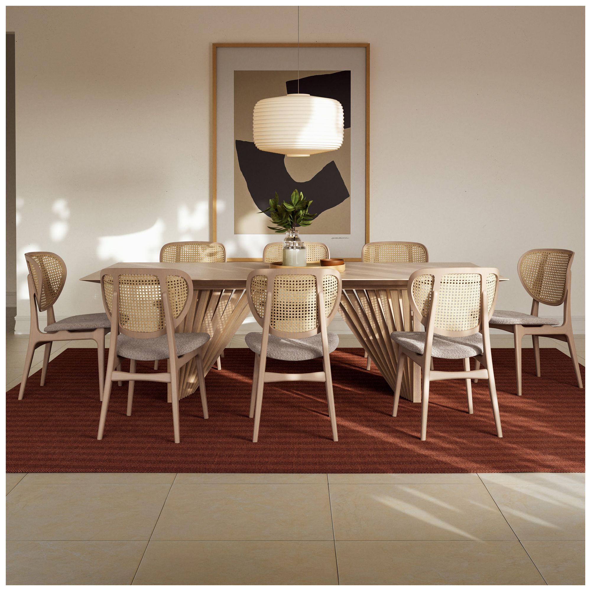 Modern Brazilian 86.5" Wide Nevoa Rectangular Dining Table