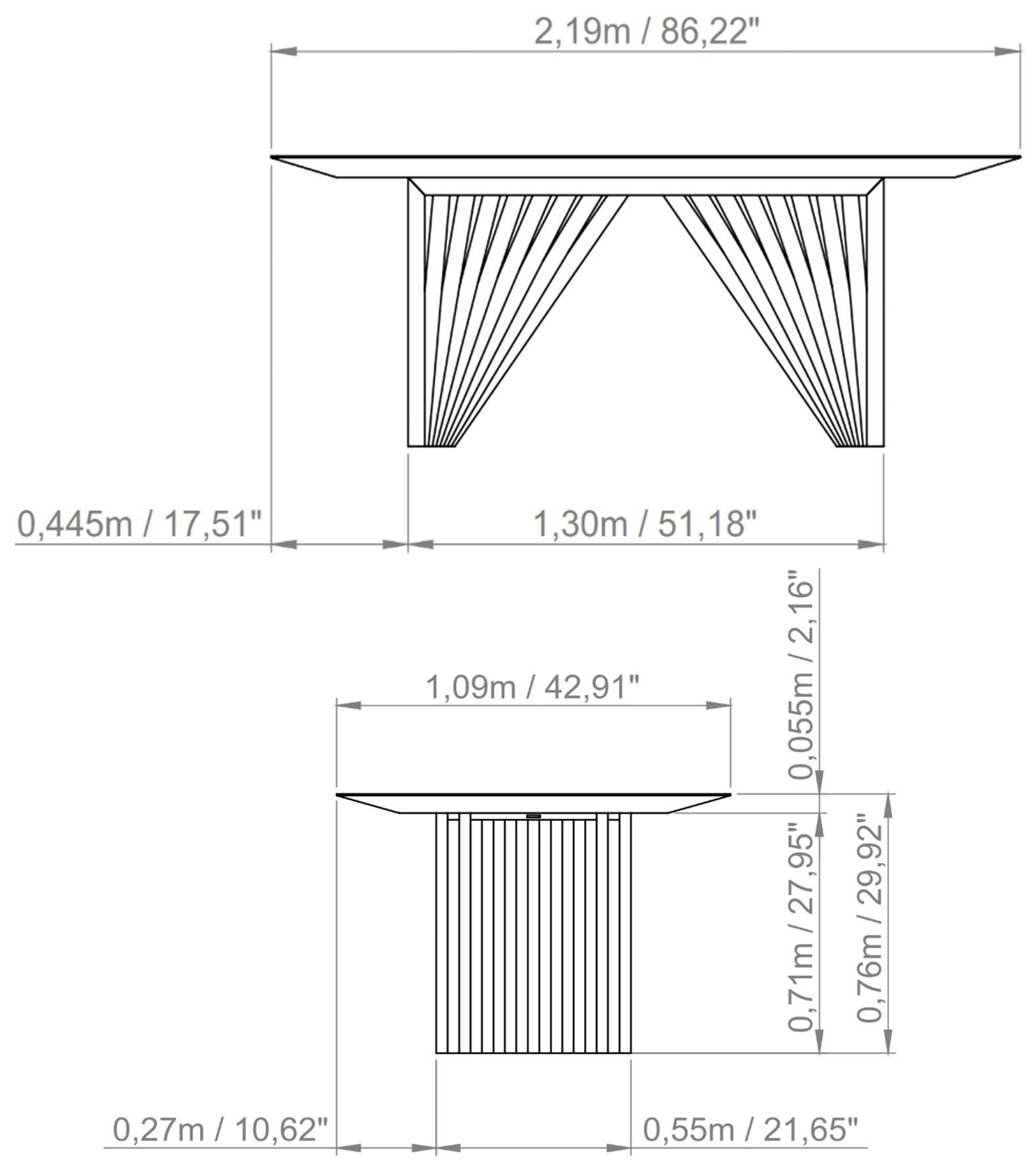 Modern Brazilian 86.5" Wide Nevoa Rectangular Dining Table