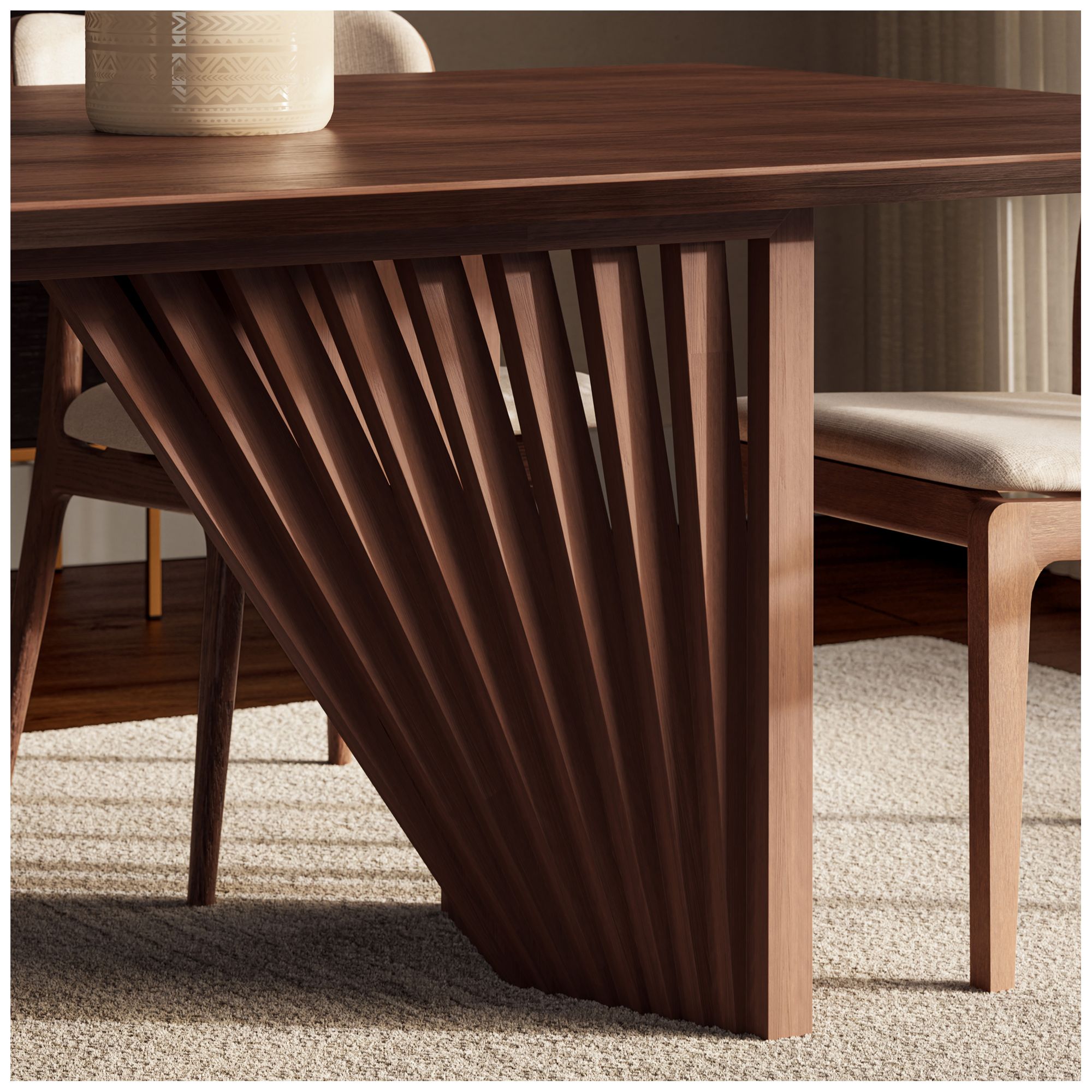 Modern Brazilian 86.5" Wide Nogal Rectangular Dining Table