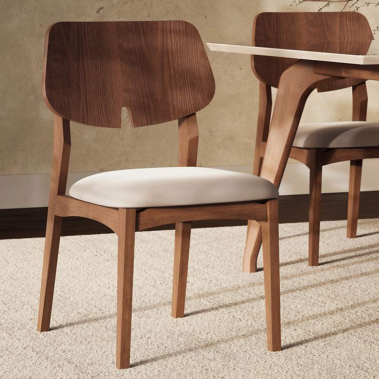 Image 1 Modern Brazilian Beth 19" Wide Medley Ivory Cane Side Chair Ebano Frame