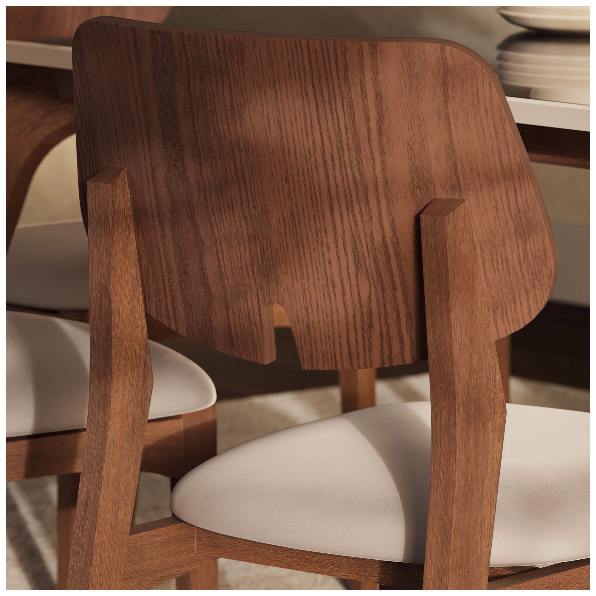 Modern Brazilian Beth 19" Wide Medley Ivory Cane Side Chair Ebano Frame