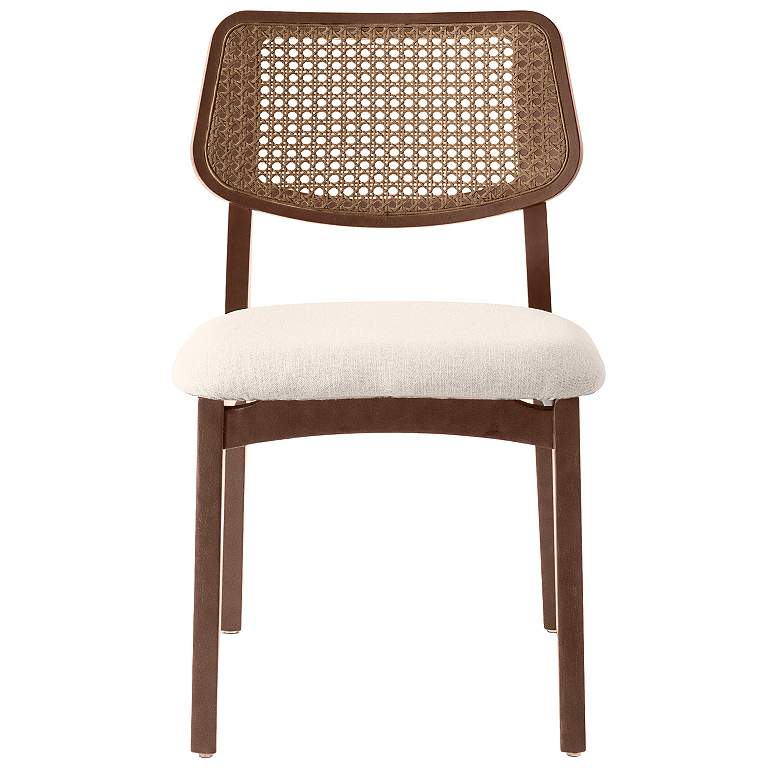 Image 1 Modern Brazilian Beth 19" Wide Medley Ivory Cane Side Chair Nogal Frame