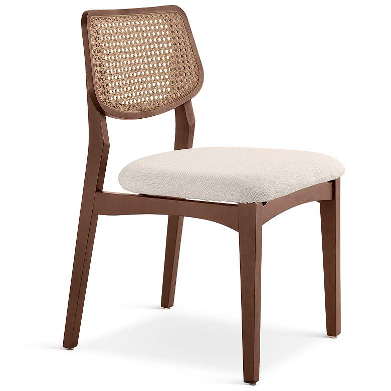 Image 2 Modern Brazilian Beth 19" Wide Medley Ivory Cane Side Chair Nogal Frame more views