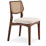 2_Modern Brazilian Beth 19" Wide Medley Ivory Cane Side Chair Nogal Frame more views