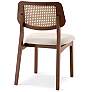 4_Modern Brazilian Beth 19" Wide Medley Ivory Cane Side Chair Nogal Frame more views