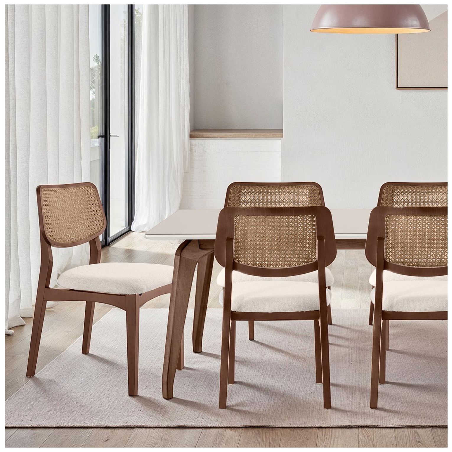 Image 6 Modern Brazilian Beth 19" Wide Medley Ivory Cane Side Chair Nogal Frame more views