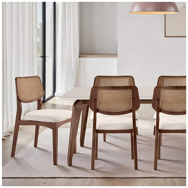 Image 6 Modern Brazilian Beth 19" Wide Medley Ivory Cane Side Chair Nogal Frame more views