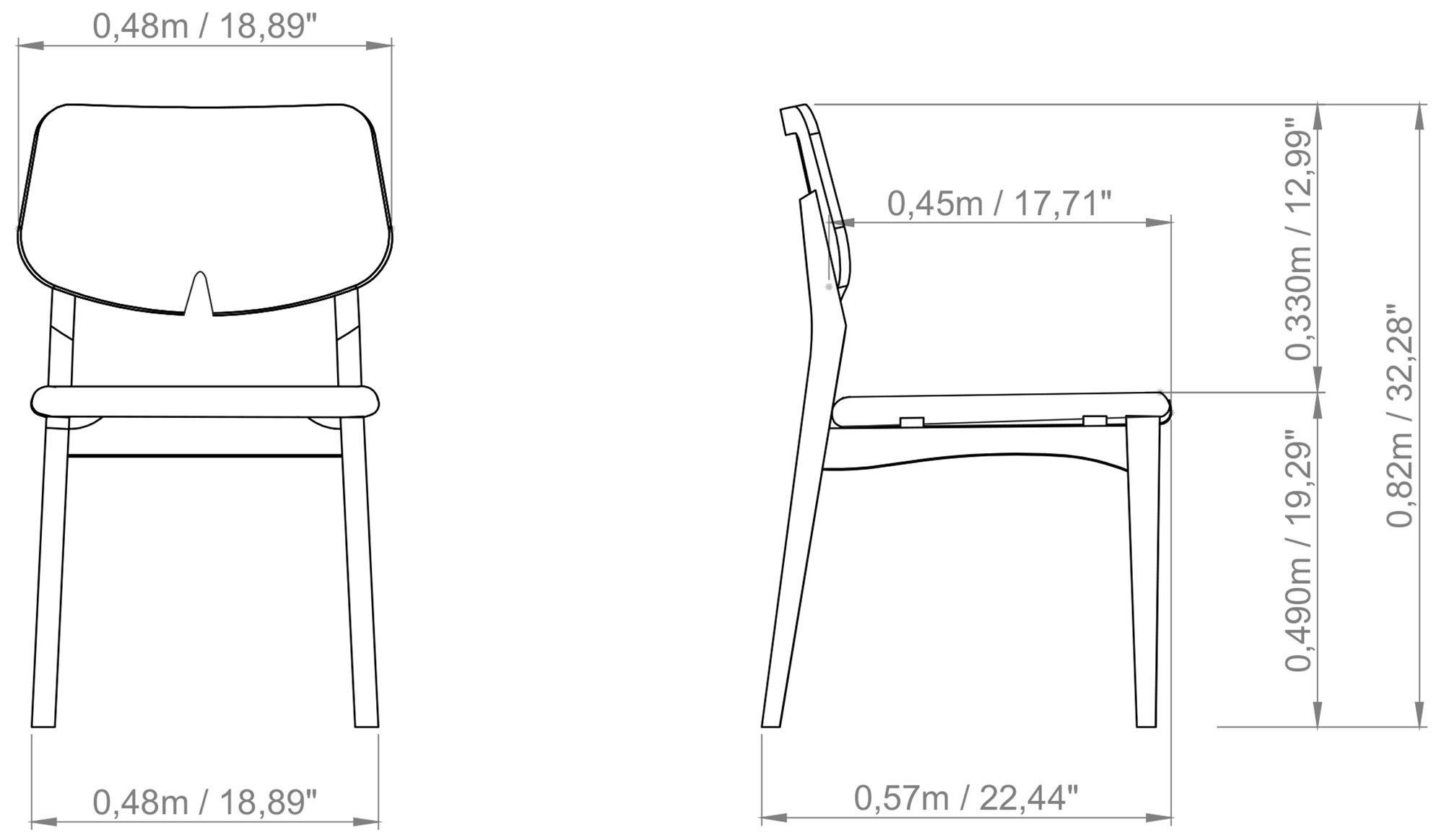 Modern Brazilian Beth 19" Wide Medley Ivory Side Chair Ebano Frame