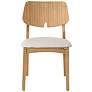2_Modern Brazilian Beth 19" Wide Medley Ivory Side Chair Nogal Frame