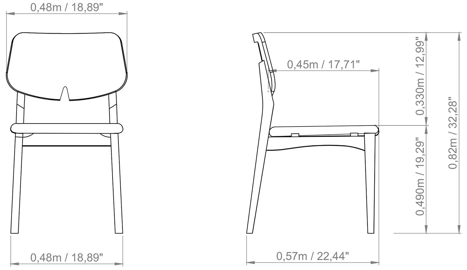 Modern Brazilian Beth 19" Wide Medley Ivory Side Chair Nogal Frame