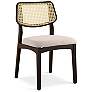 2_Modern Brazilian Beth 19" Wide Shimmy Black Cane Side Chair Nogal Frame more views