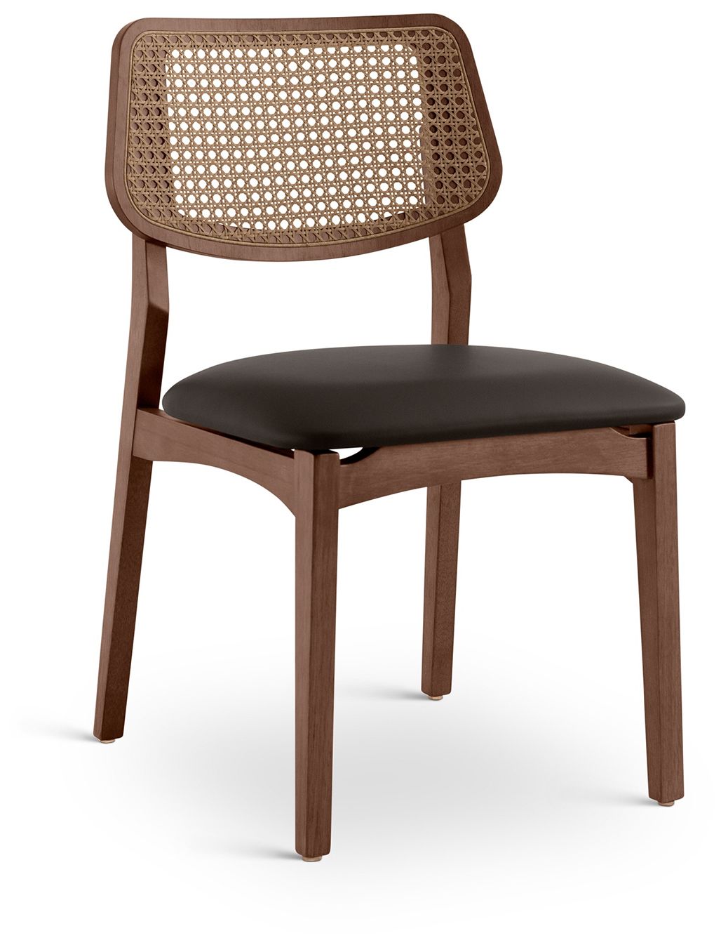 Thumbnail3 of Modern Brazilian Beth 19" Wide Shimmy Black Side Chair Nogal Frame more views