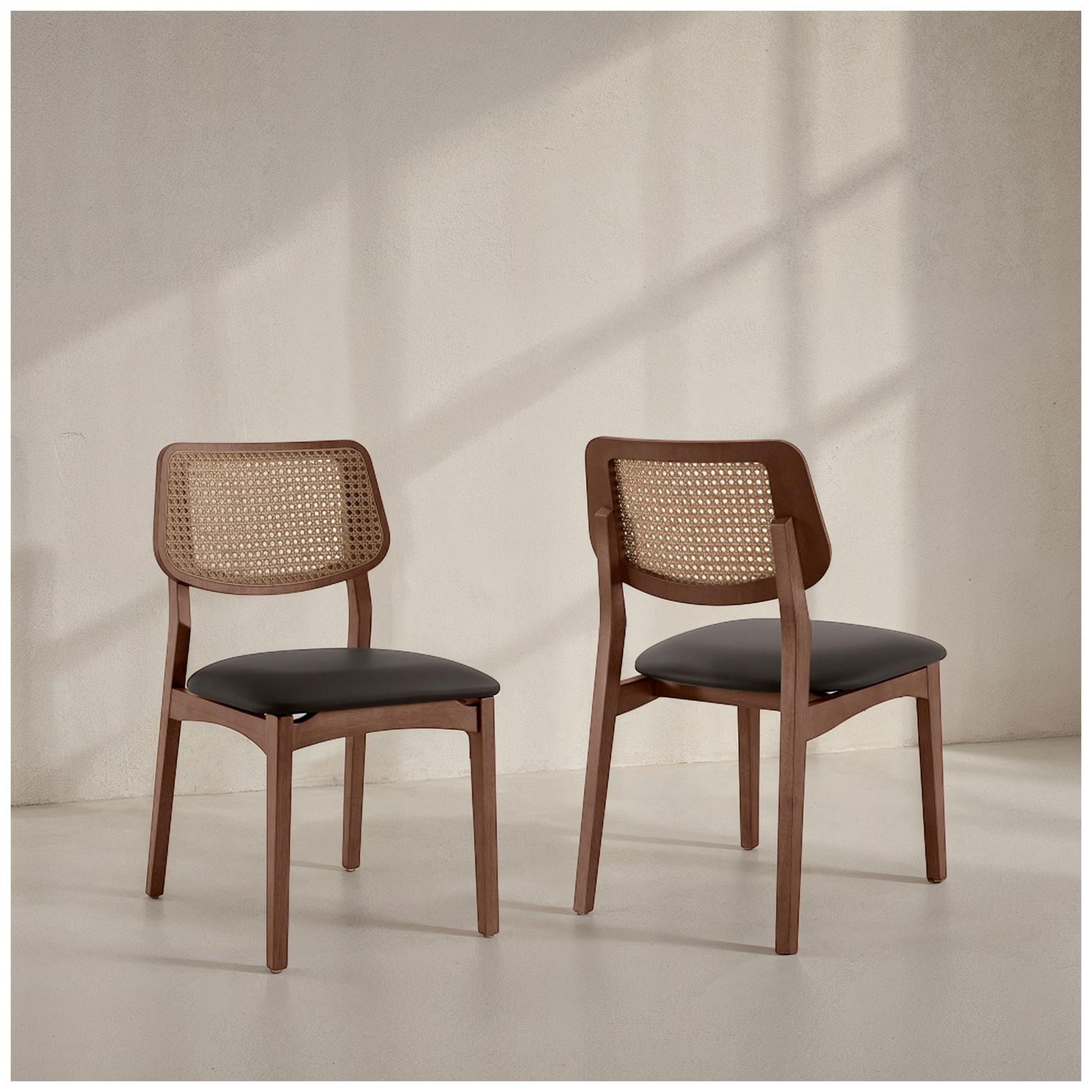 Modern Brazilian Beth 19" Wide Shimmy Black Side Chair Nogal Frame