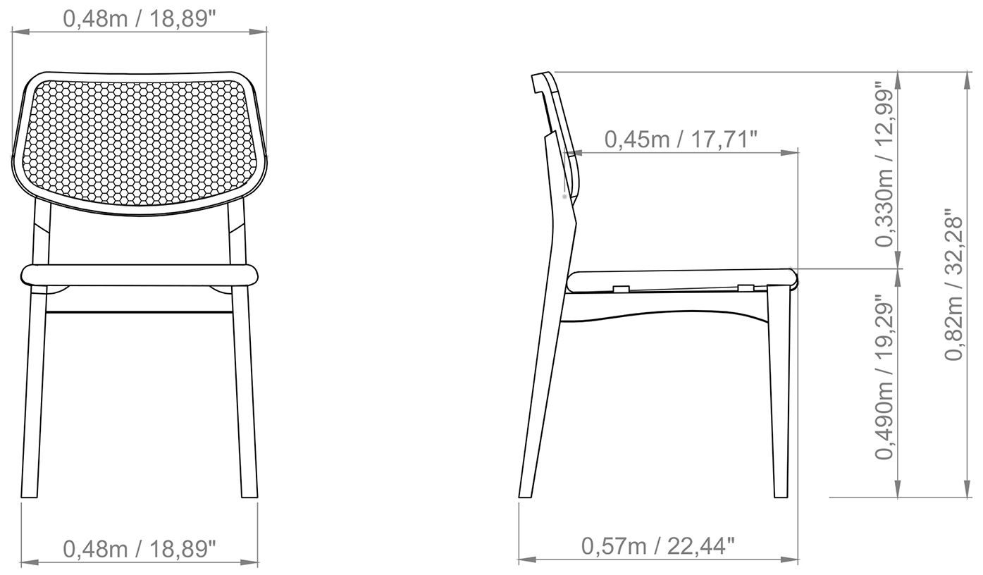 Modern Brazilian Beth 19" Wide Shimmy Black Side Chair Nogal Frame