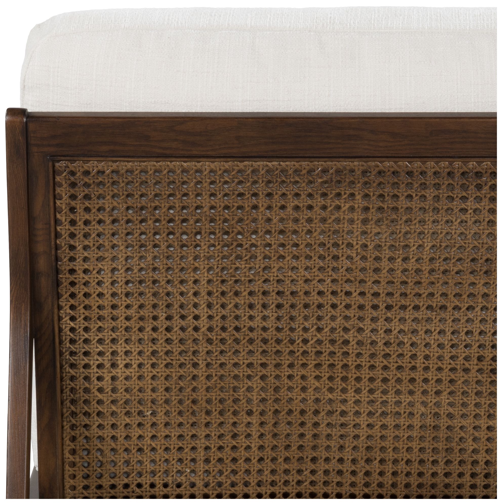 Modern Brazilian Beth 19" Wide Shimmy Cream Cane Side Chair Nogal Frame