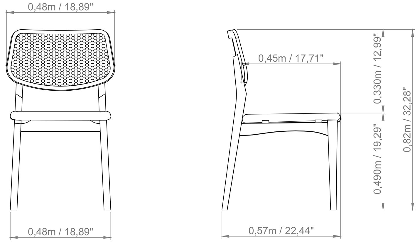 Modern Brazilian Beth 19" Wide Shimmy Cream Side Chair Domasco Frame