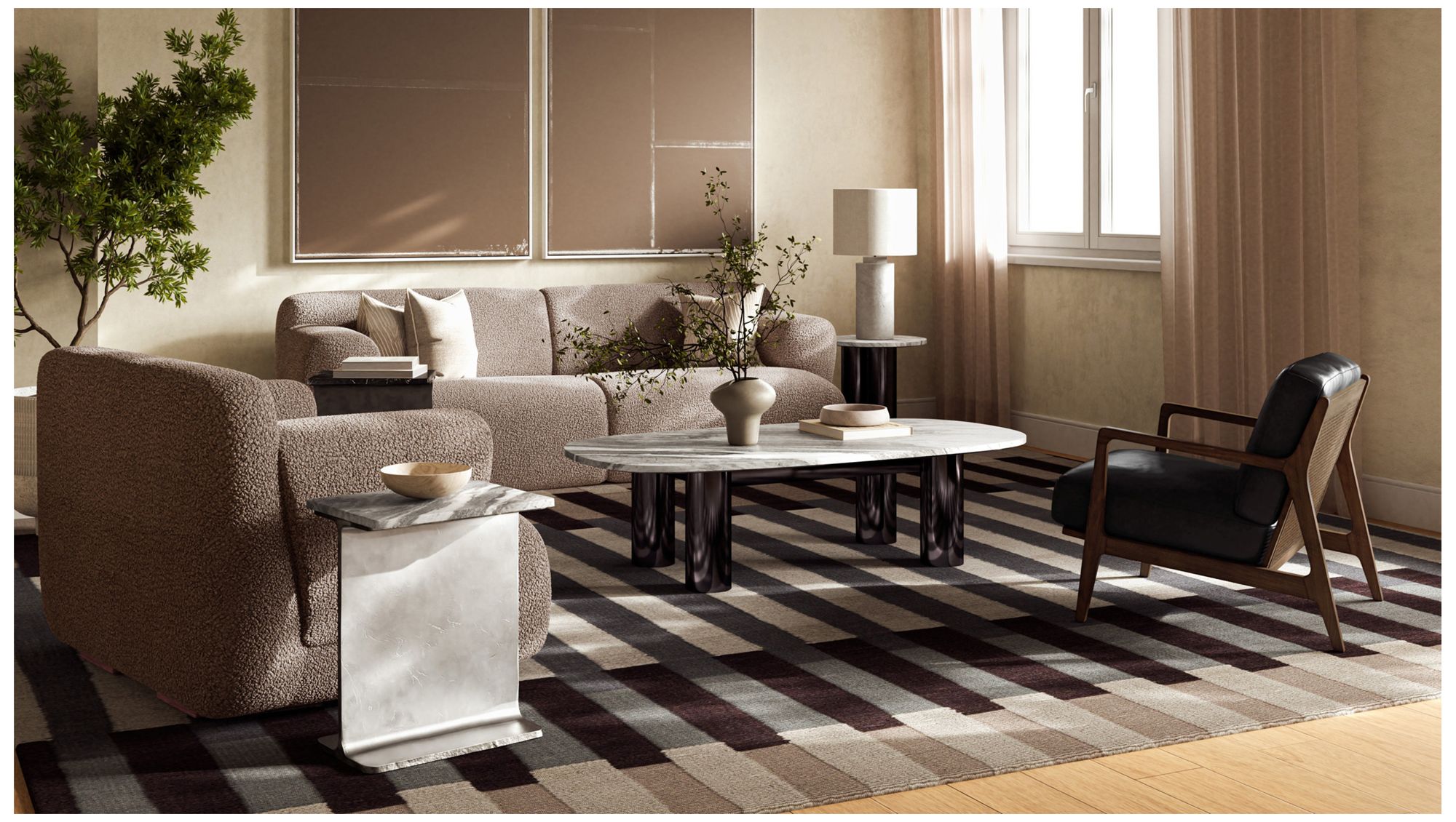 Modern Brazilian Beth 19" Wide Shimmy Cream Side Chair Nogal Frame