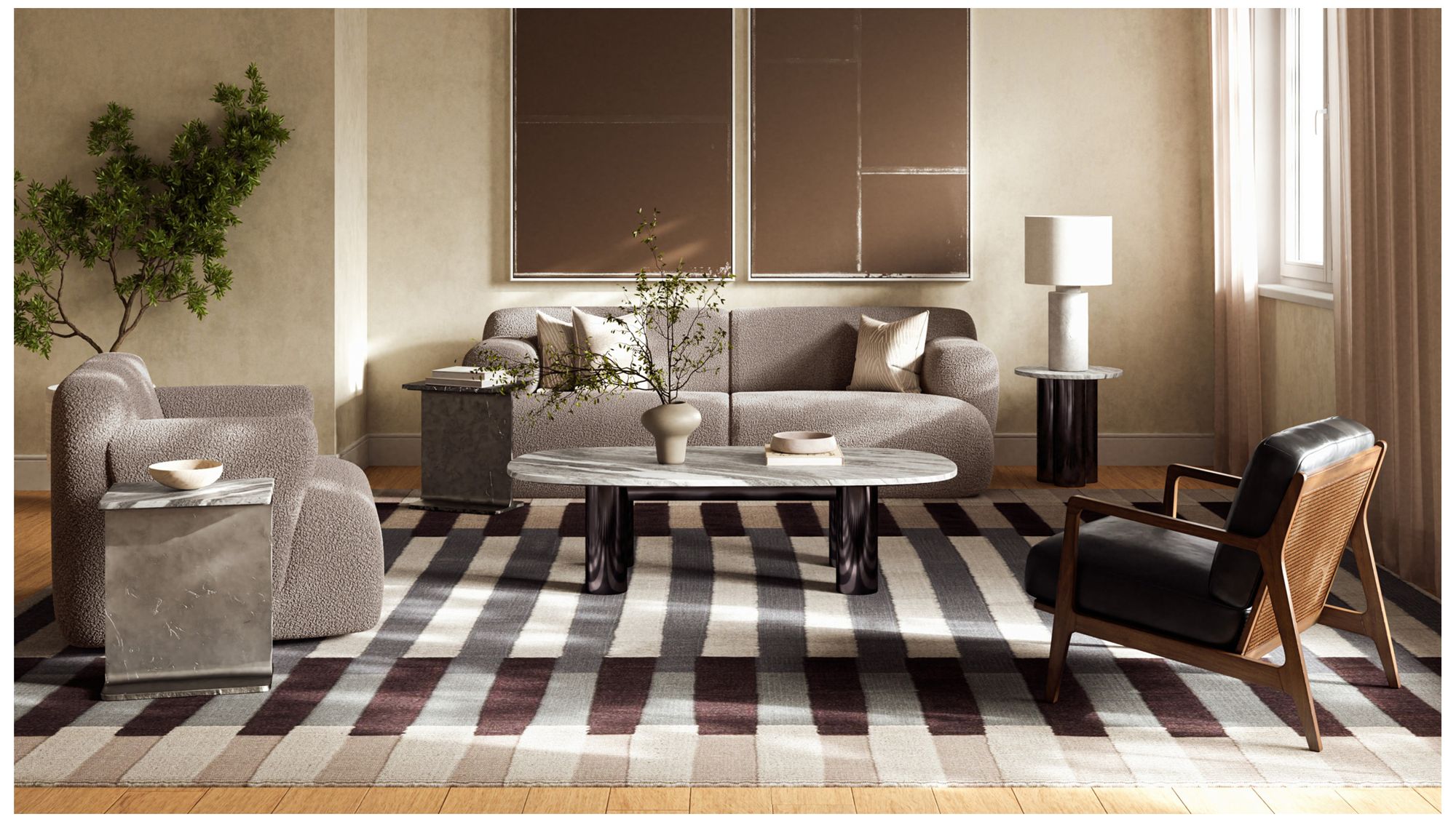 Modern Brazilian Beth 19" Wide Shimmy Cream Side Chair Nogal Frame