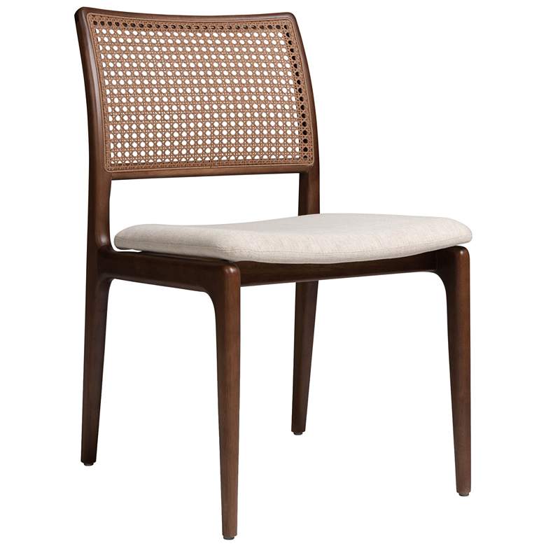 Image 2 Modern Brazilian Charlotte 19.5" Wide Medley Ivory Dining Chair Nogal Frame