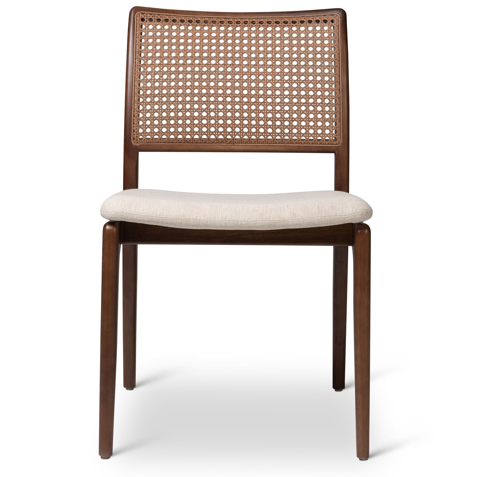 Image 3 Modern Brazilian Charlotte 19.5" Wide Medley Ivory Dining Chair Nogal Frame more views