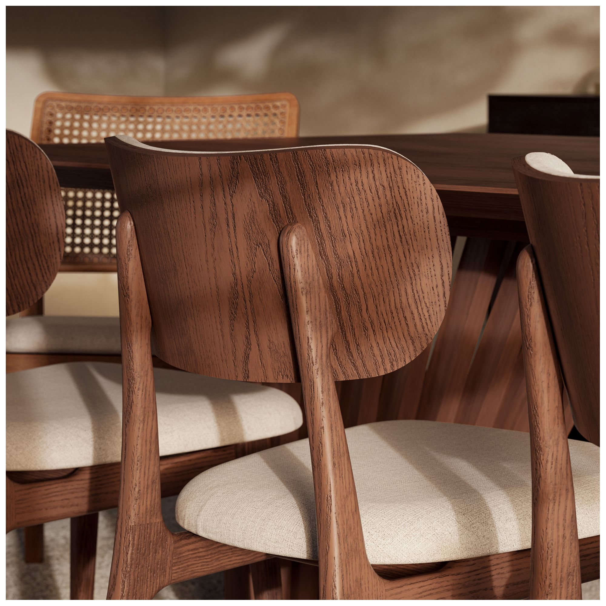 Modern Brazilian Claudia 20.5"W Harvest Natural Dining Chair Nogal Frame