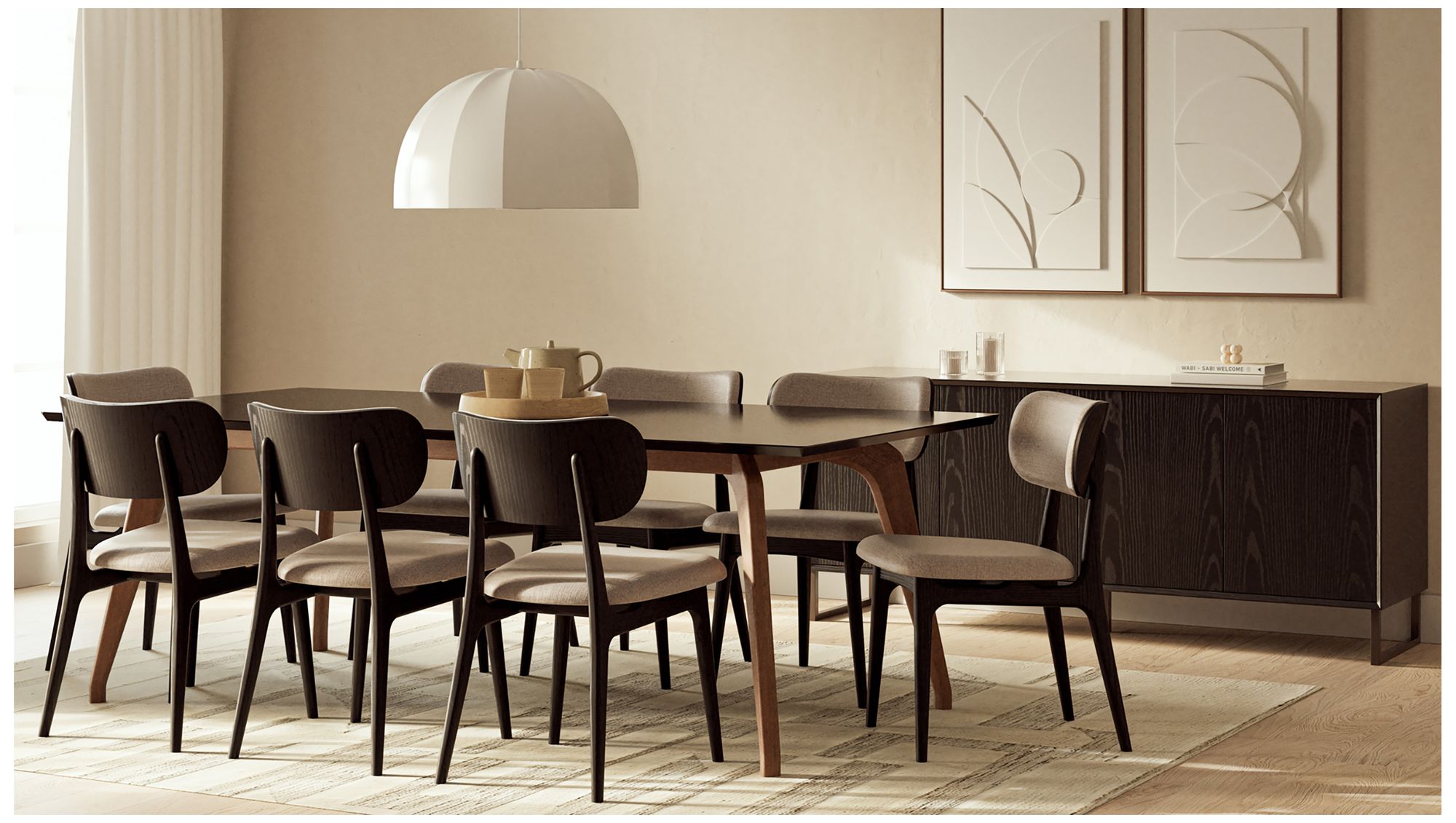 Modern Brazilian Claudia 20.5" Wide Harvest Jute Dining Chair Ebano Frame