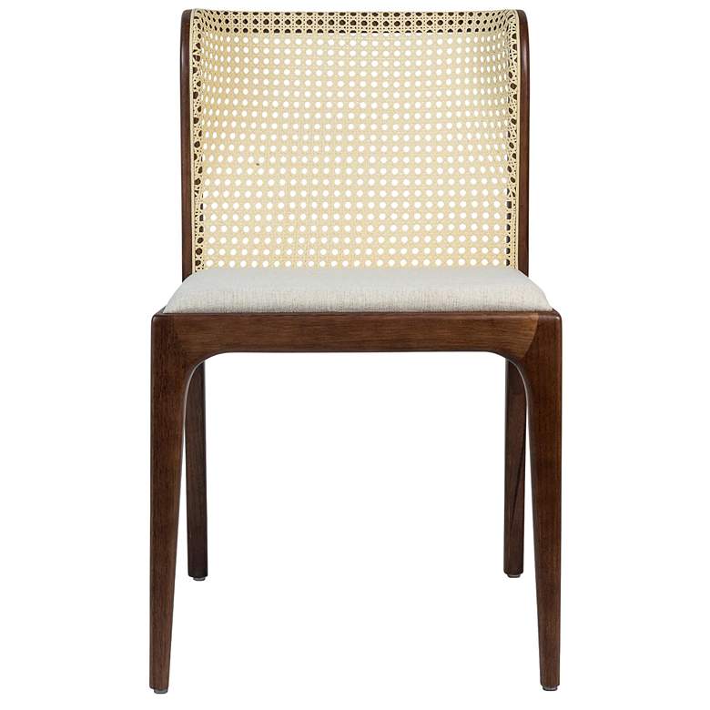 Image 1 Modern Brazilian Eloa 19.5"W Medley Ivory Dining Chair Nogal, Natural Frame