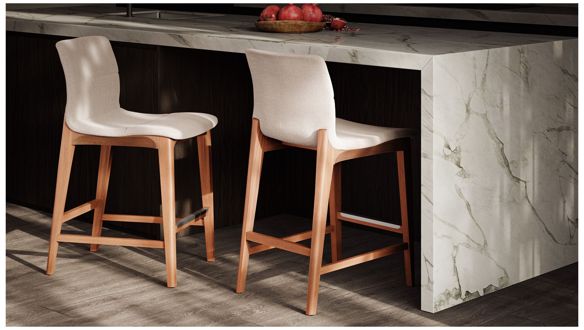 Image 7 Modern Brazilian Godan 18" Wide Harvest Natural Counter Stool Domasco Frame more views